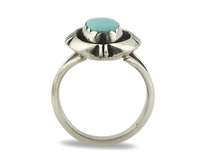 Navajo Ring .925 Silver Kingman Turquoise Handmade Native American Artist C.80's