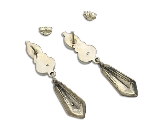 Navajo Earrings 925 Silver Natural Blue Turquoise Native American Earrings C80's