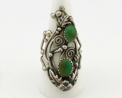 Navajo Ring .925 Silver Green Southwest Turquoise Signed Prairie Fire C.80's