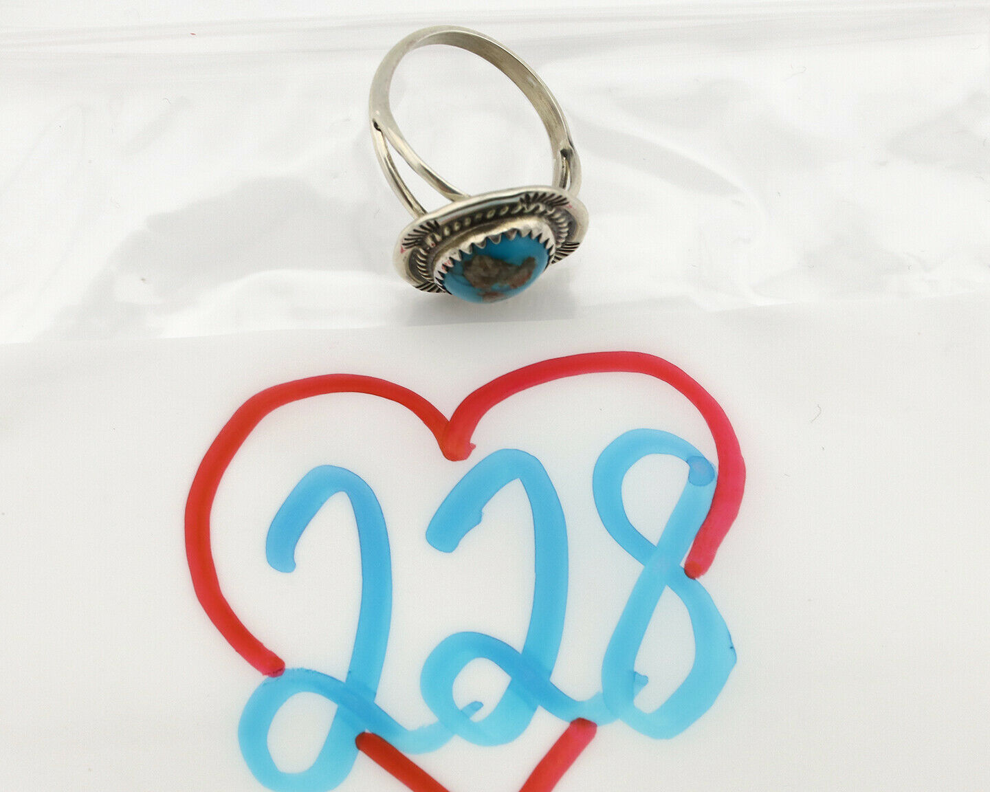 Navajo Ring .925 Silver Blue Southwest Turquoise Native Artist C.1980's