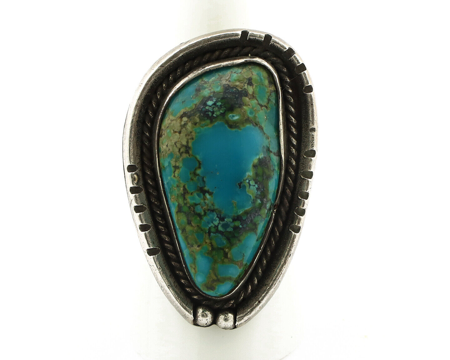 Navajo Ring 925 Silver Natural Turquoise Native Artist C.1980's