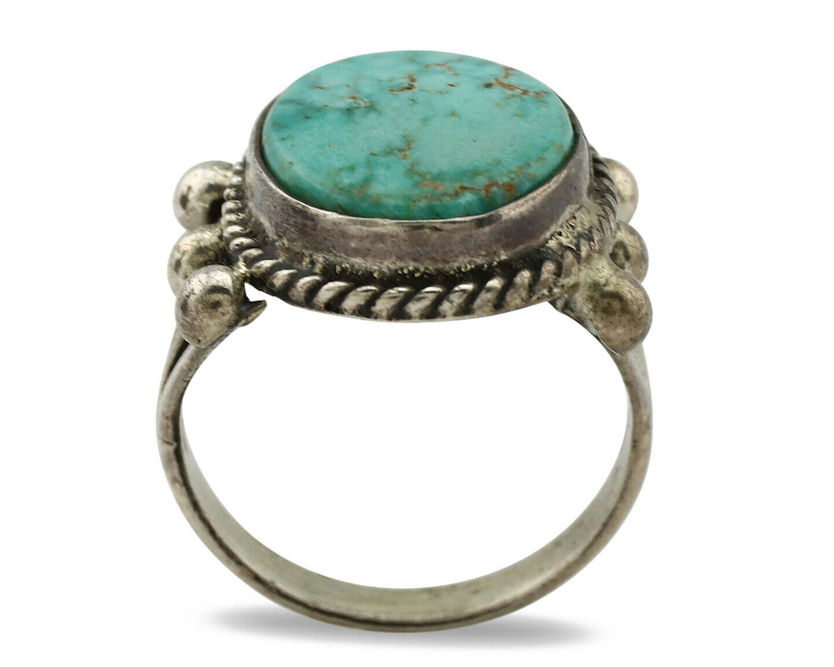 Navajo Ring .925 Silver Blue Turquoise Artist Signed MC C.1980's