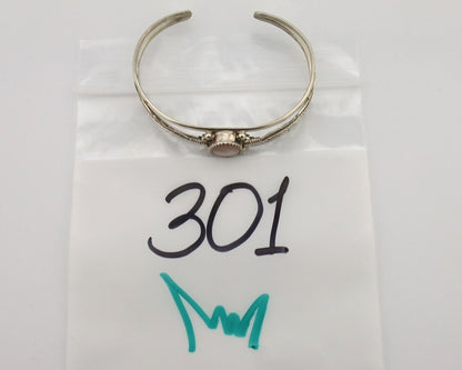 Navajo Bracelet 925 Silver Natural Pink Mussel Native American Signed Begay C80s