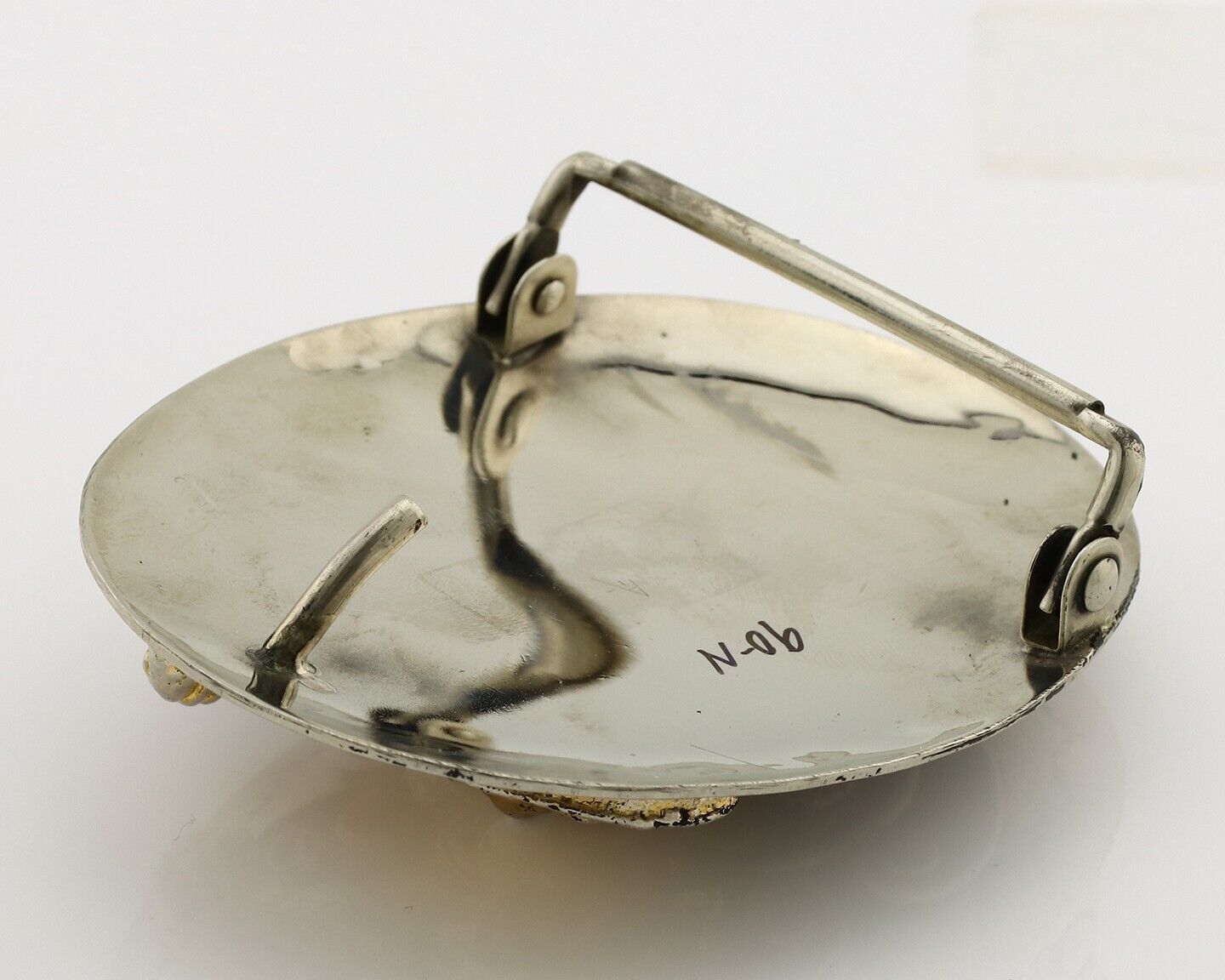 Navajo Eagle Head Belt Buckle .999 Nickle Turquoise & Coral Native Artist C80s