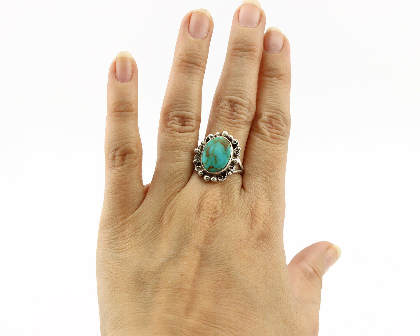 Navajo Ring .925 Silver Kingman Turquoise Artist Signed Billy Eagle C.90's
