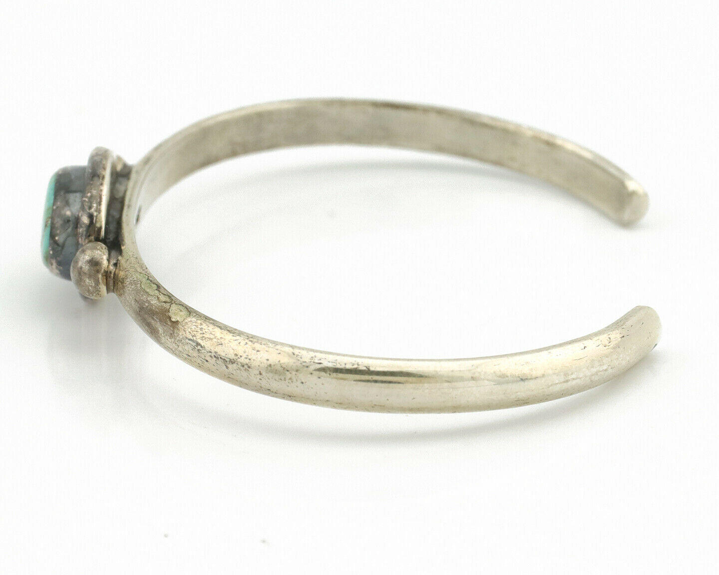 Navajo Bracelet .925 Silver Kingman Turquoise Native American Artist C.90's