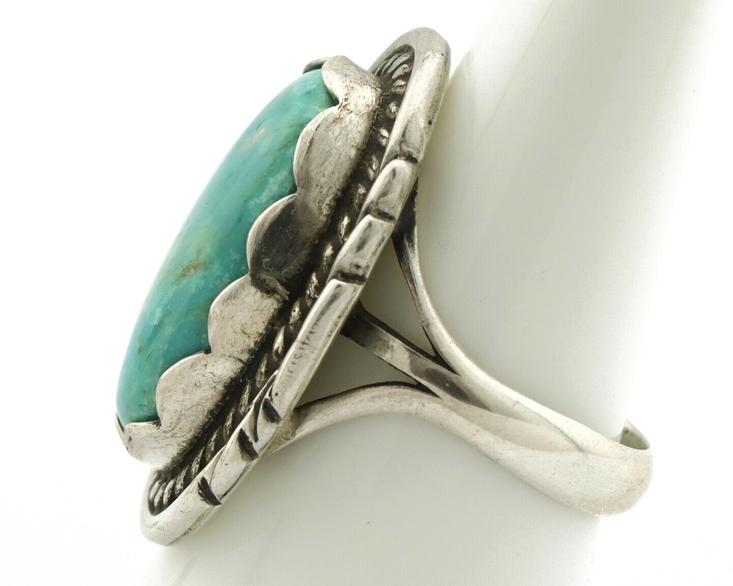 Navajo Ring .925 Silver Turquoise Mountain Apache MFG C.80's