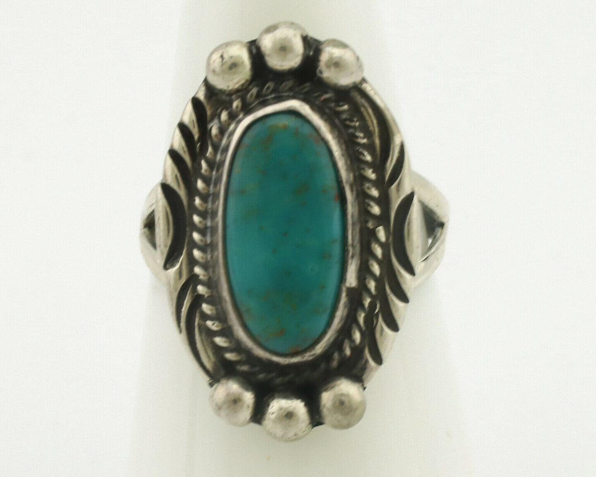 Navajo Ring .925 Silver Natural Turquoise Artist Signed Native American C.80's