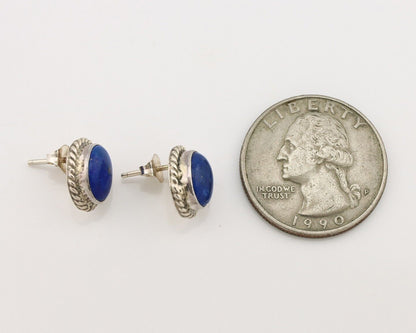 Navajo Earrings 925 Silver Natural Mined Lapis Native American Artist C80s