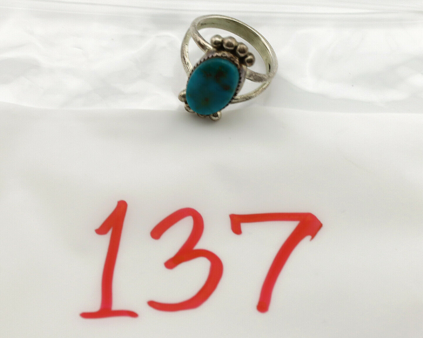 Navajo Ring .925 Silver Nevada Turquoise Artist Native American C.1980's