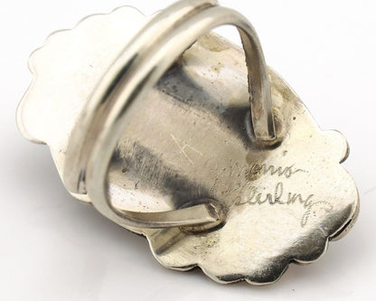 Navajo Inlay Band Ring 925 Silver Sleeping B Turquoise Signed Justin Morris C80s