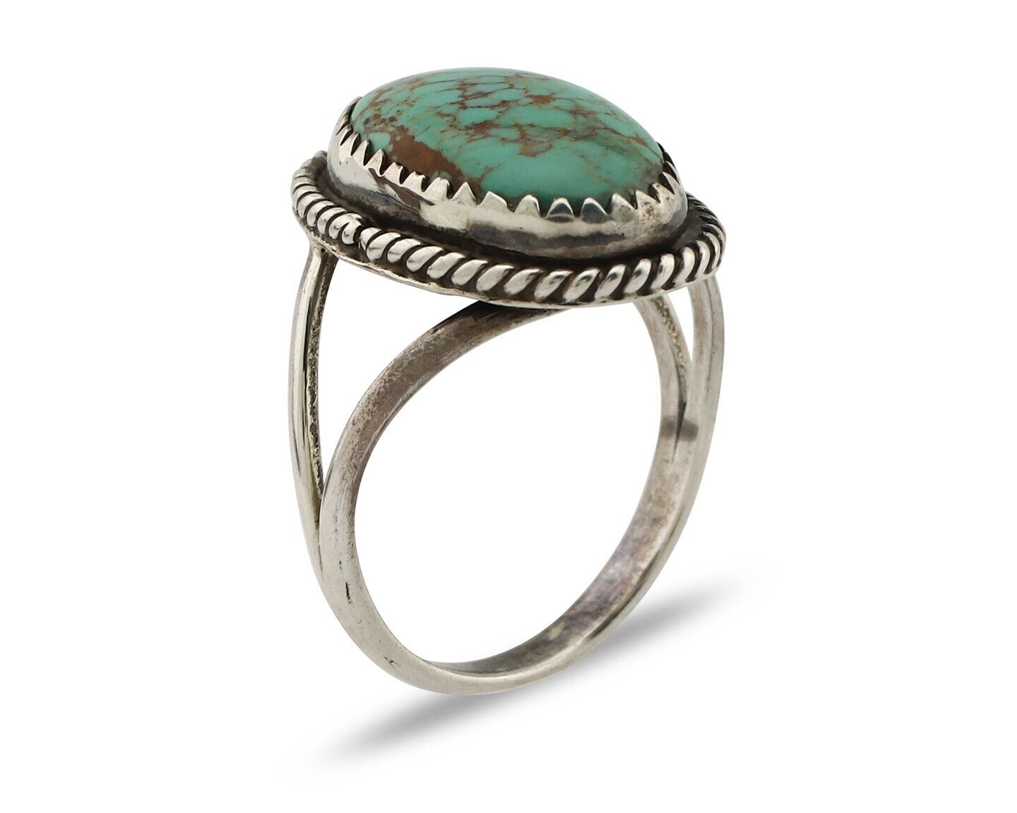 Navajo Handmade Ring 925 Silver Kingman Turquoise Artist Signed MC C.80's
