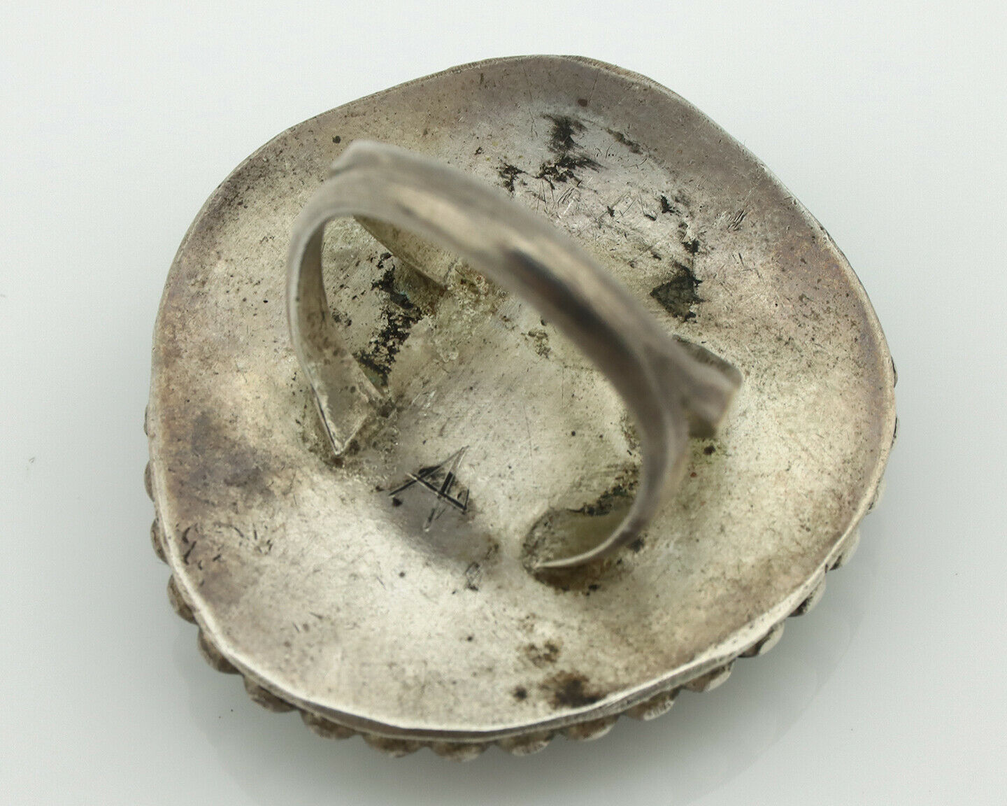 Navajo Ring .925 Silver Morenci Turquoise Native American Artist C.80's