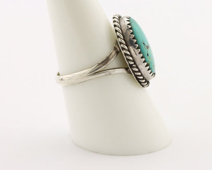 Navajo Handmade Ring 925 Silver Kingman Turquoise Artist Signed MC C.80's