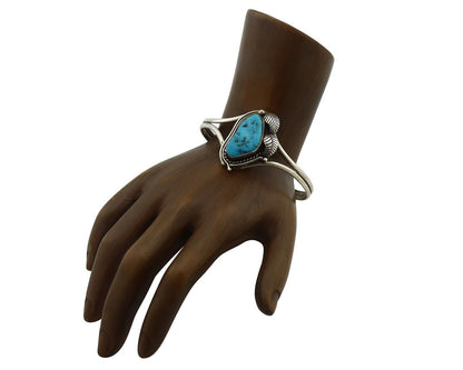Navajo Bracelet 925 Silver Sleeping Beauty Turquoise Native Artist C.80's