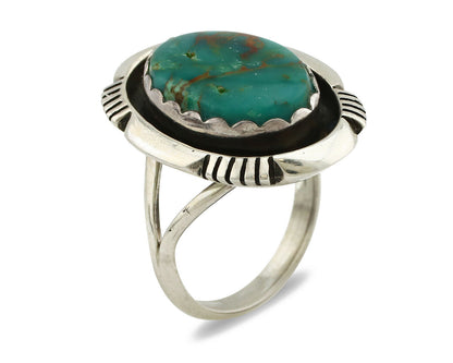 Navajo Ring .925 Silver Blue Gem Turquoise Artist Signed M Nez C80s