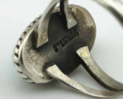 Navajo Ring .925 Silver Arizona Turquoise Native American Artist Handmade C.80's
