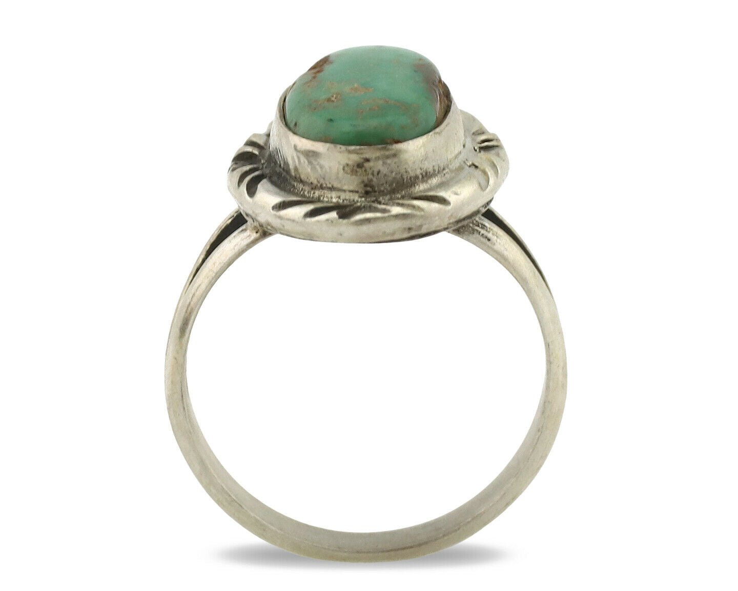 Navajo Ring .925 Silver Kingman Turquoise Native Artist Signed C.80's