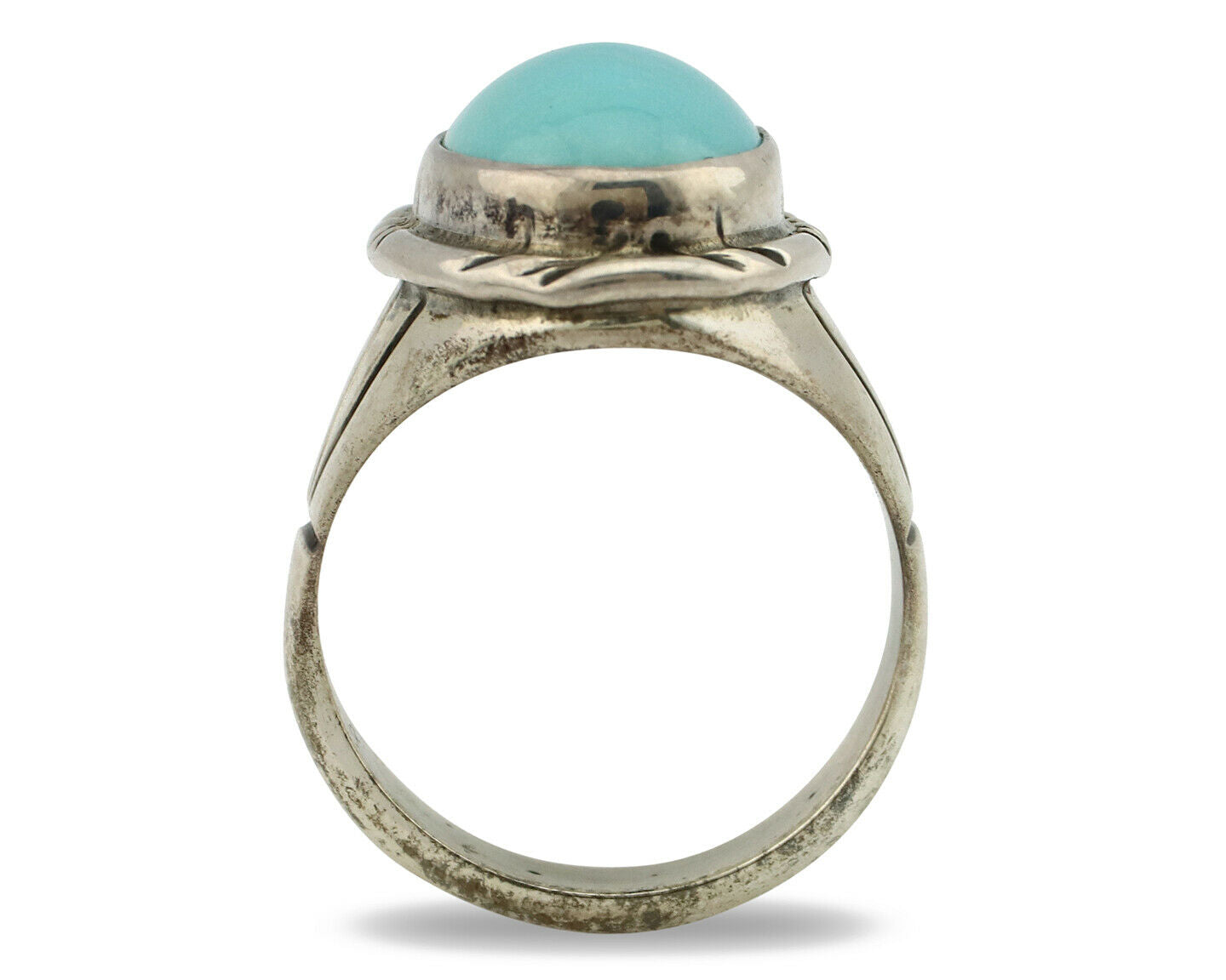 Navajo Ring .925 Silver Turquoise Native American Artist C.80's