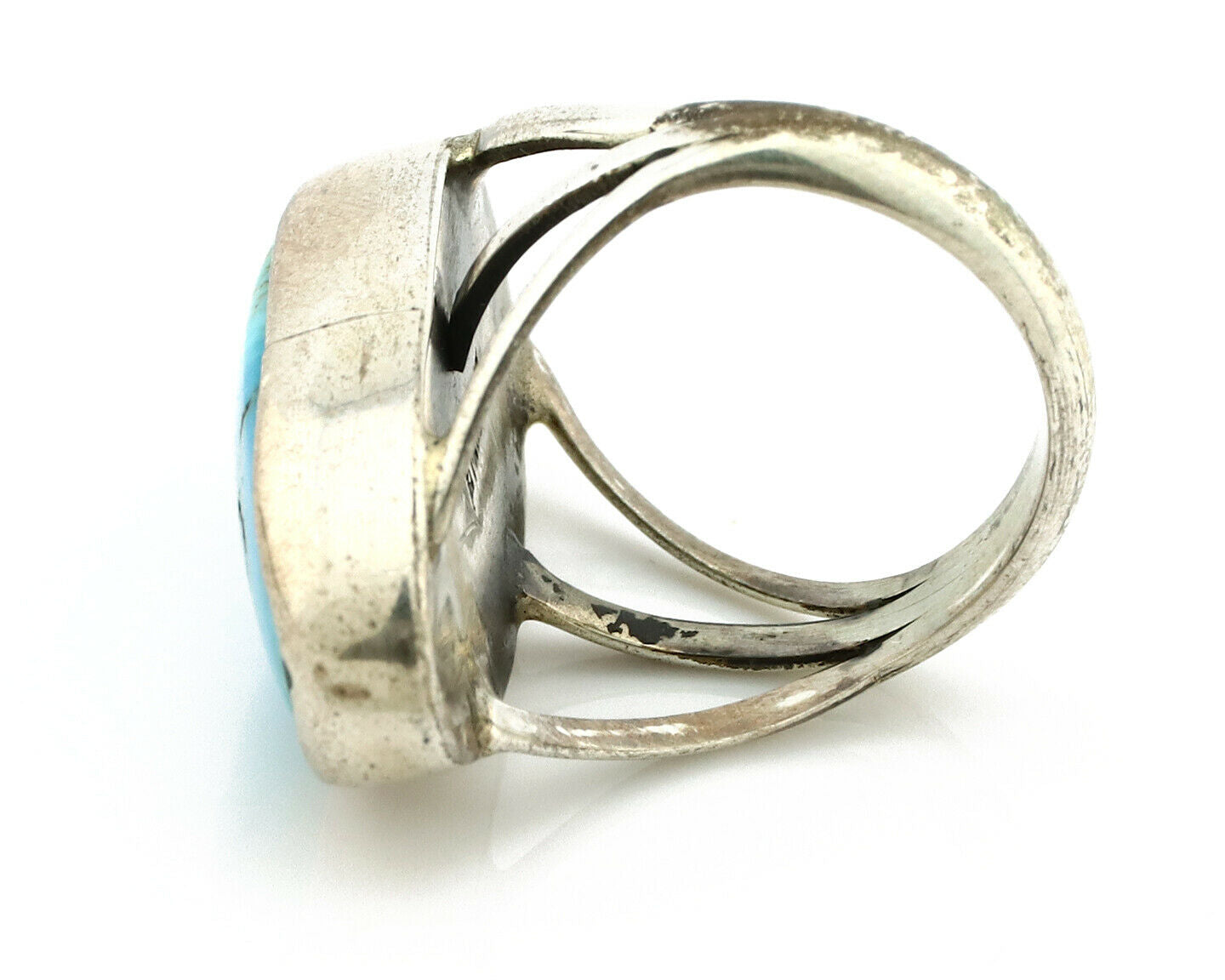 Navajo Ring .925 Silver Nevada Turquoise Native American Artist C.80's