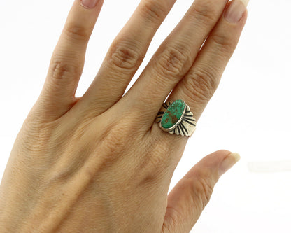 Navajo Ring .925 Silver Blue Green Arizona Turquoise Artist Signed Apache C.80's