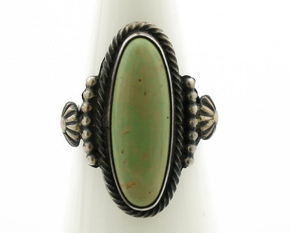 Navajo Ring 925 Silver Green Turquoise Artist Signed RB C80s