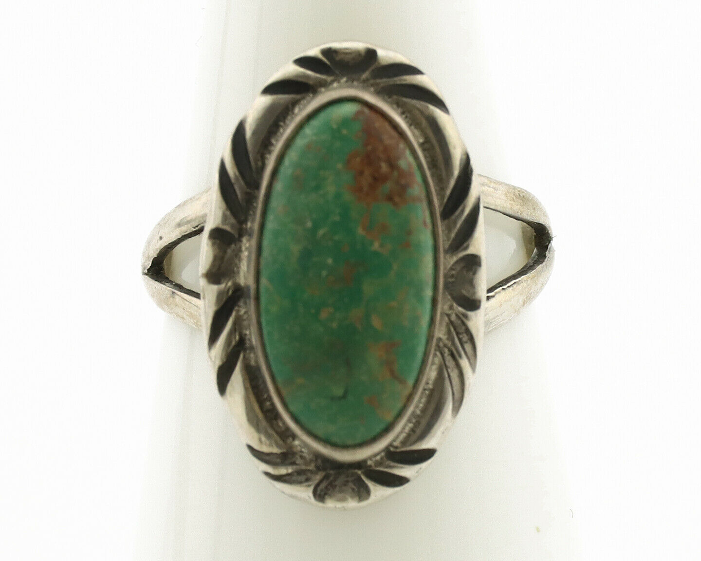 Navajo Ring .925 Silver Kingman Turquoise Native Artist Signed C.80's