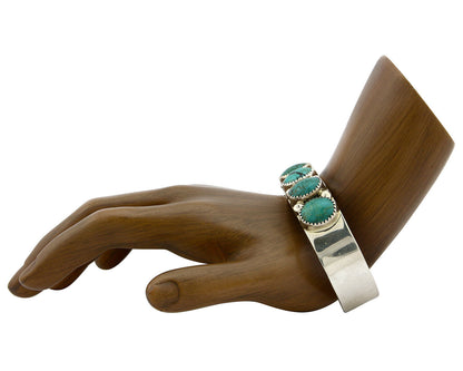 Navajo Bracelet .925 Silver Natural Turquoise Signed C Jones C.80's