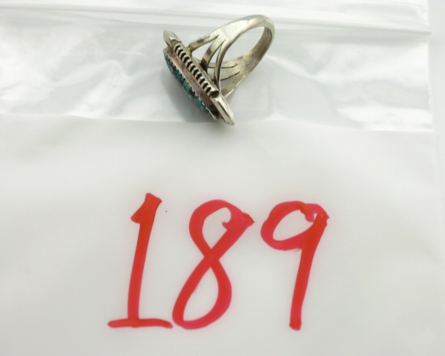 Navajo Ring .925 Silver Spiderweb Turquoise Artist Signed B C.1980's