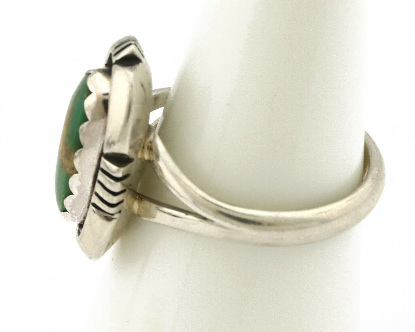 Navajo Ring .925 Silver Kingman Turquoise Handmade Native American Artist C.80's