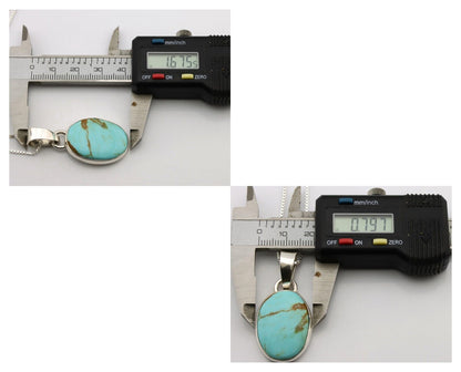 Navajo Necklace .925 Silver Kingman Turquoise Native American Signed C.1980's