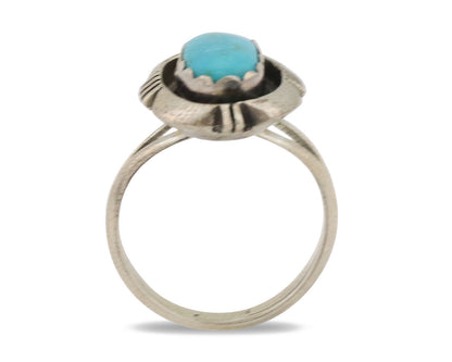Navajo Ring .925 Silver Turquoise Native American Artist C.1980's