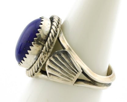 Navajo Ring 925 Silver Natural Handmade Natural Lapis Native American Artist C80