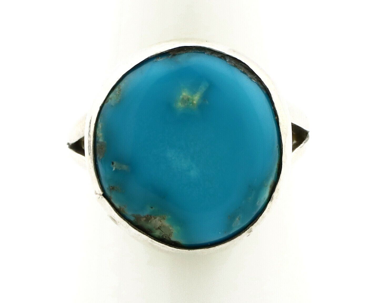 Navajo Shield Ring .925 Silver Kingman Turquoise Native American Artist C.80's