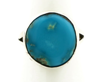 Navajo Shield Ring .925 Silver Kingman Turquoise Native American Artist C.80's