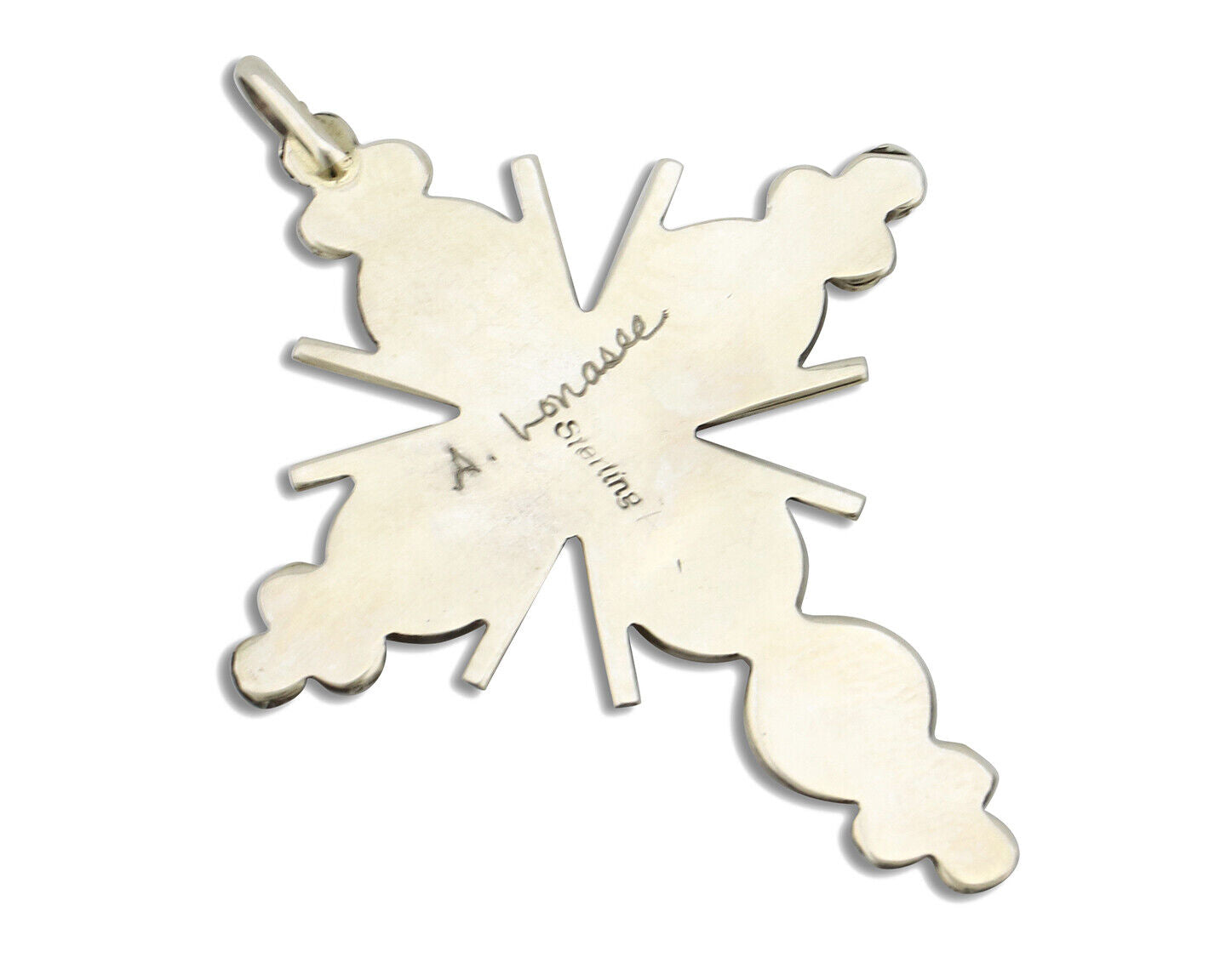 Zuni Handmade Cross Necklace 925 Silver Red Coral Artist Signed NOM? C.80's