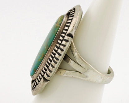 Navajo Ring .925 Silver Nevada Turquoise Native American Artist C.1980's