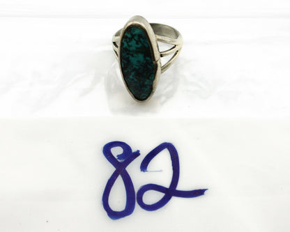 Navajo Ring .925 Silver Spiderweb Turquoise Native American Artist C80s