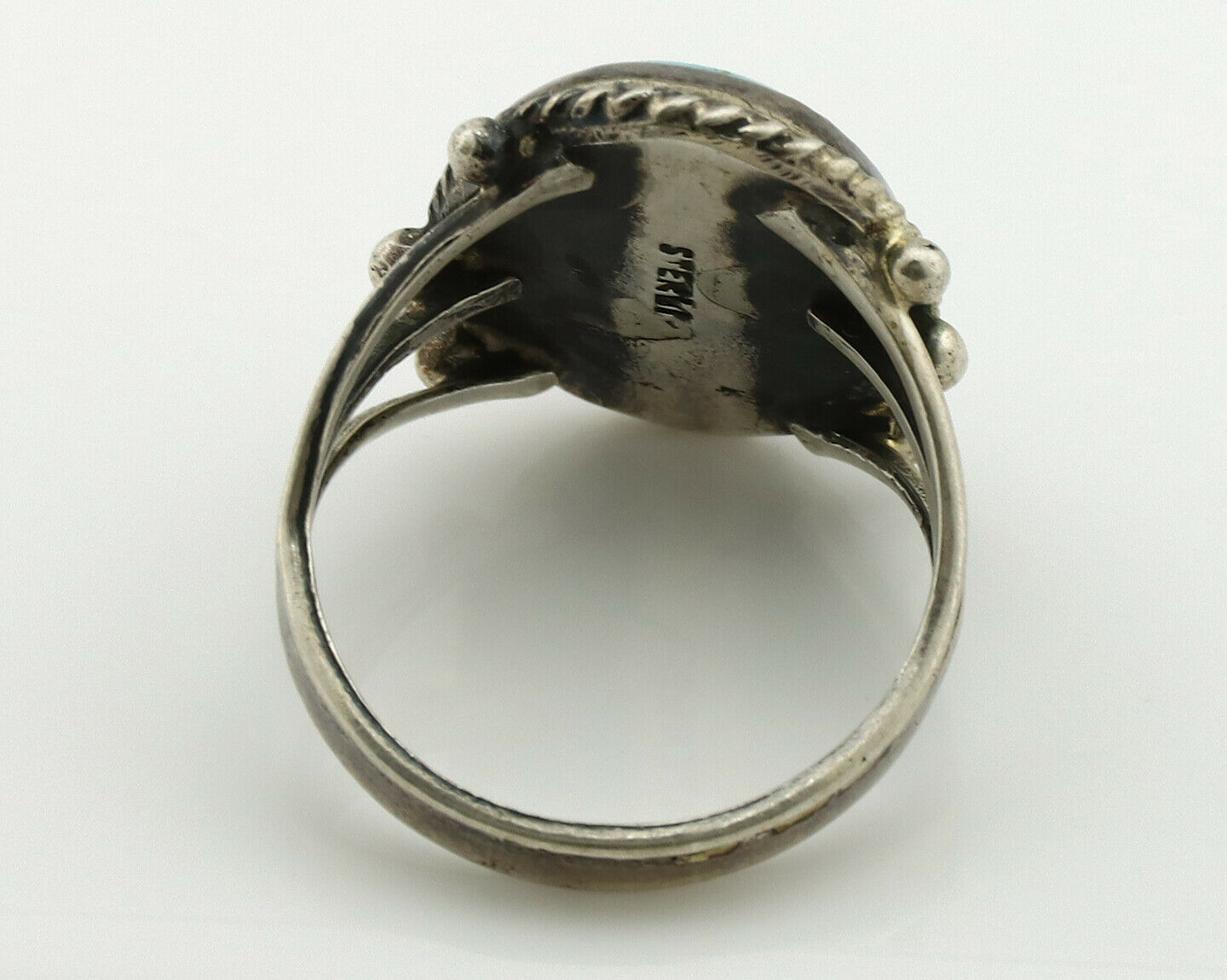 Navajo Ring .925 Silver Blue Turquoise Native American Artist C.1980's