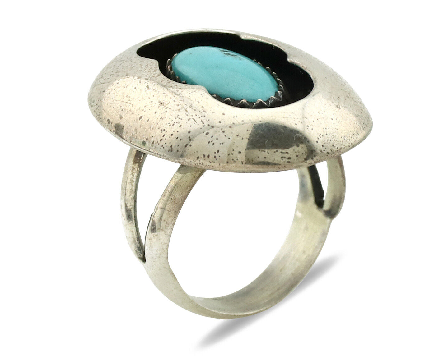 Navajo Ring .925 Silver Natural Blue Turquoise Native American Artist C.1980's