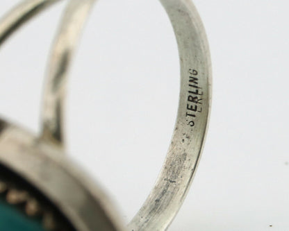 Navajo Ring .925 Silver Kingman Turquoise Native American Artist C.1980's