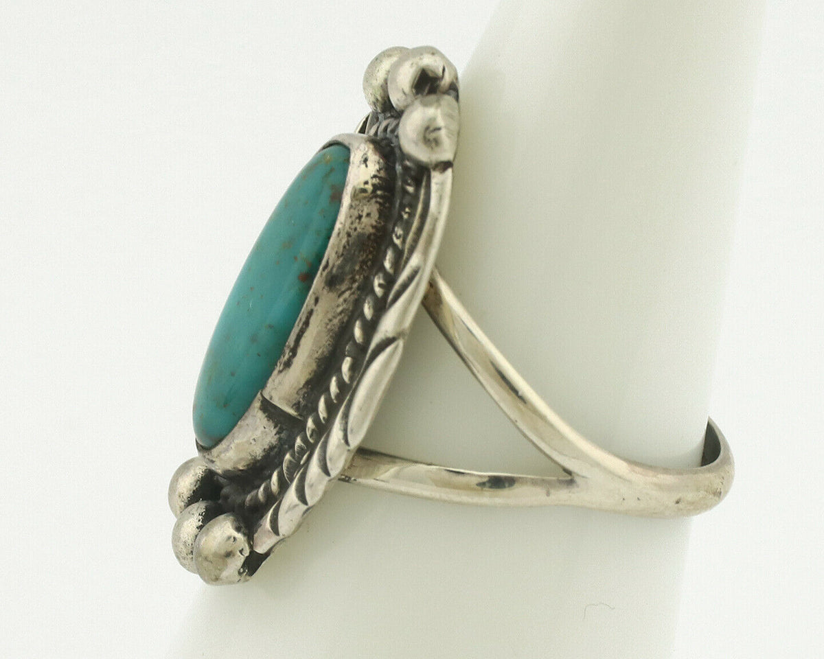 Navajo Ring .925 Silver Natural Turquoise Artist Signed Native American C.80's