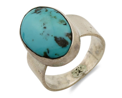 Navajo Ring .925 Silver Sleeping Beauty Turquoise Artist Signed C Montoya C.80's
