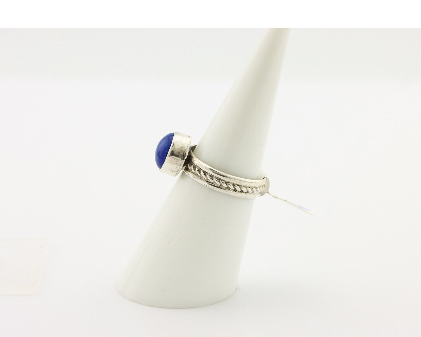 Navajo Ring 925 Silver Lapis Hand Stamped Native American Artist C.80's