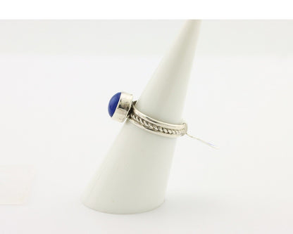 Navajo Ring 925 Silver Lapis Hand Stamped Native American Artist C.80's