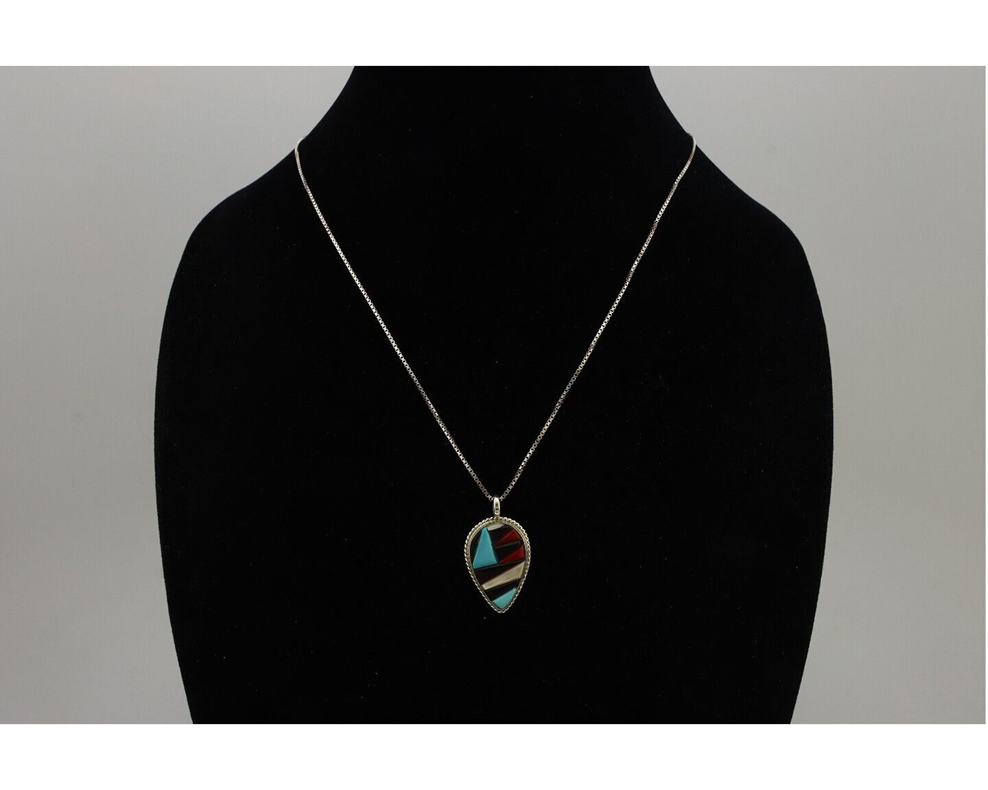 Navajo Handmade Pendant 925 Silver Natural Gemstone Native American Artist C80s