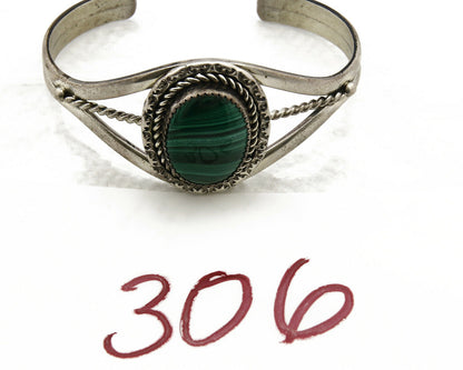 Women's Navajo Malachite Bracelet .925 Silver Native American 80's