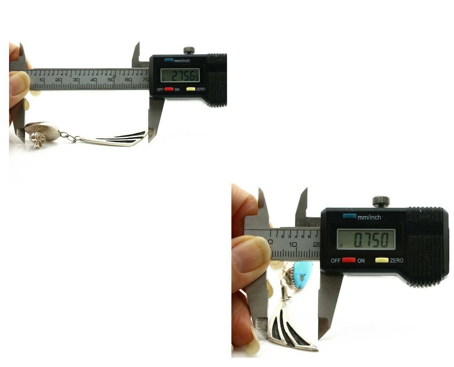 Navajo Earrings .925 Silver Natural Turquoise Native American Artist C.80's