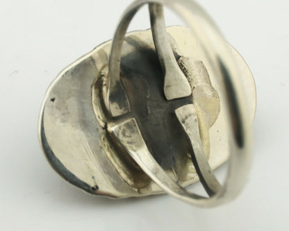 Navajo Ring .925 Silver Natural Turquoise Native American Artist C.1980's