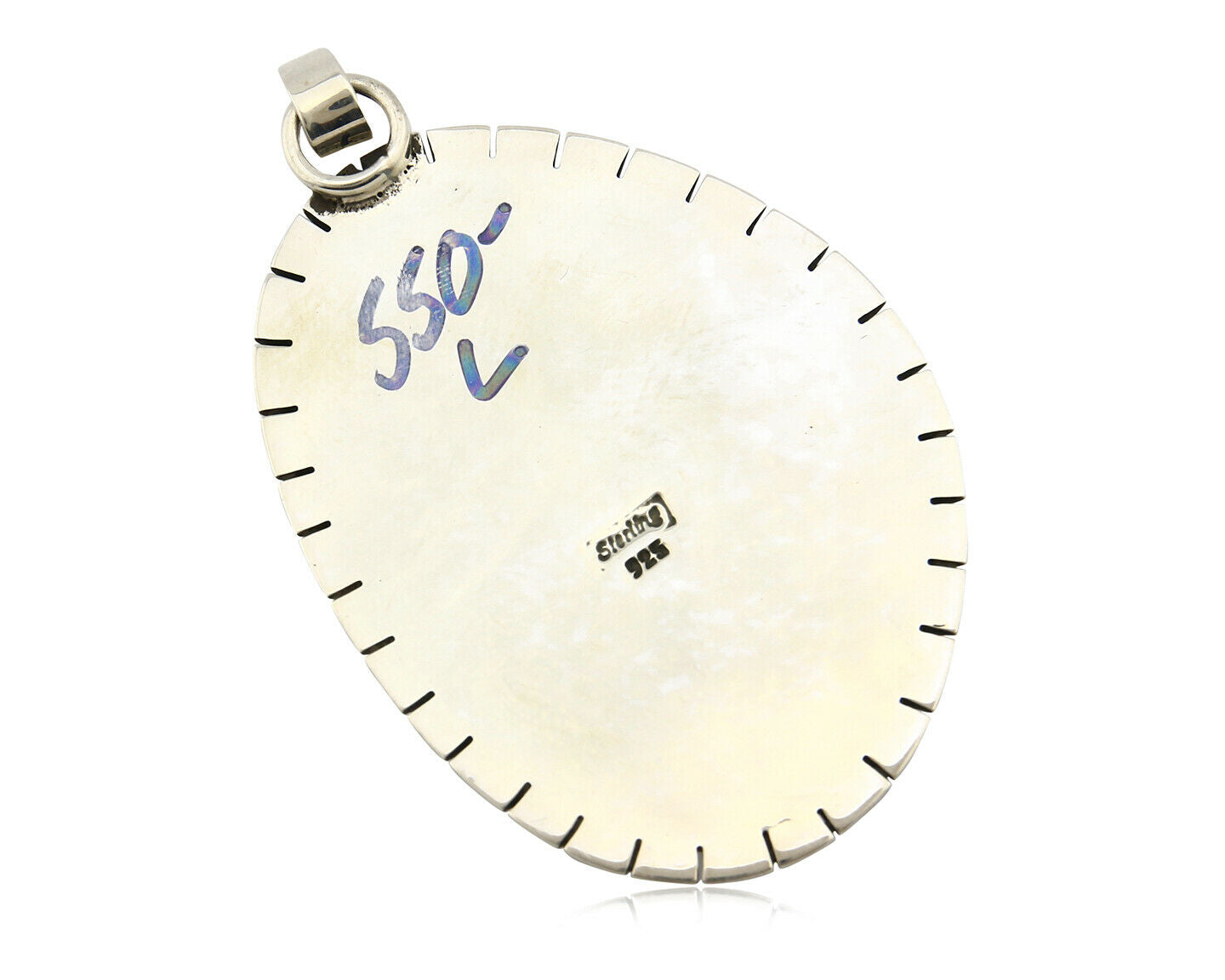 Navajo Pendant .925 Silver Natural Slab Turquoise Native Artist C.80's